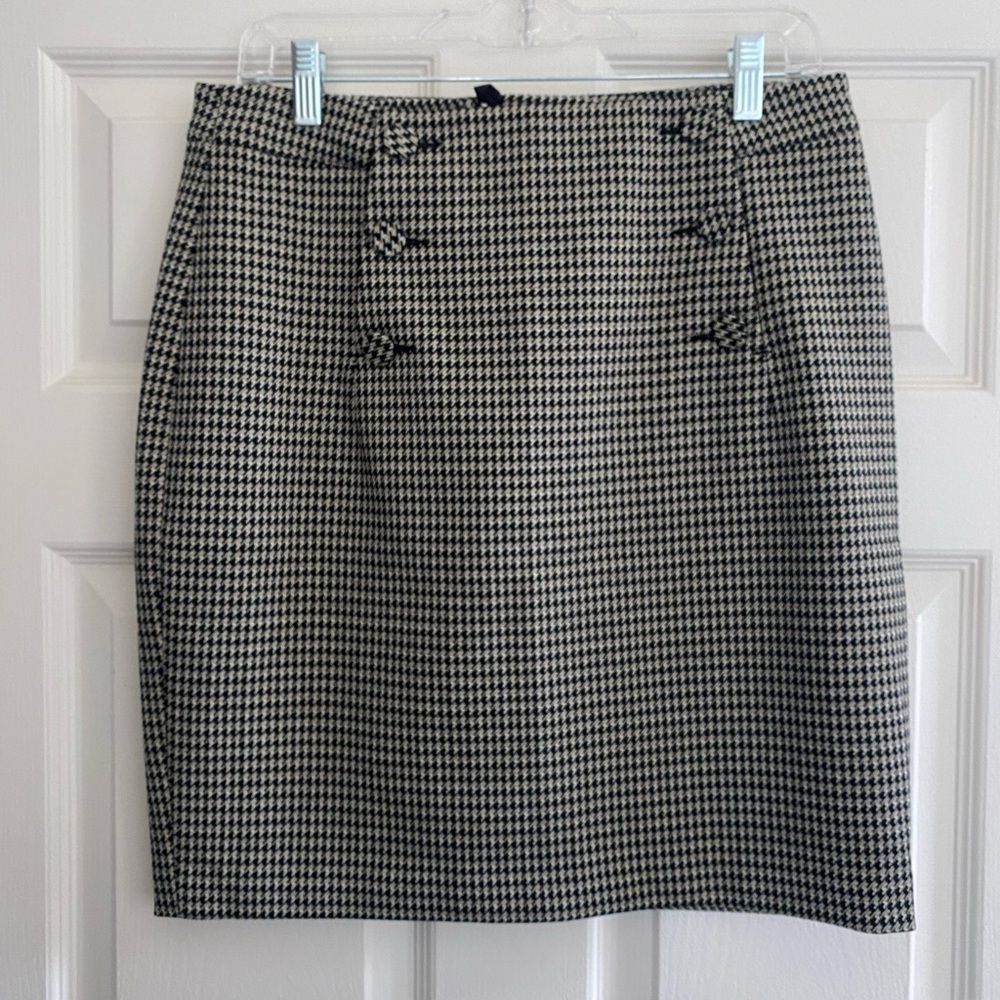 Houndstooth high-waisted pencil skirt